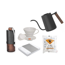 Hand Drip Coffee Tool Set (5 Pieces, Hario Dripper White)